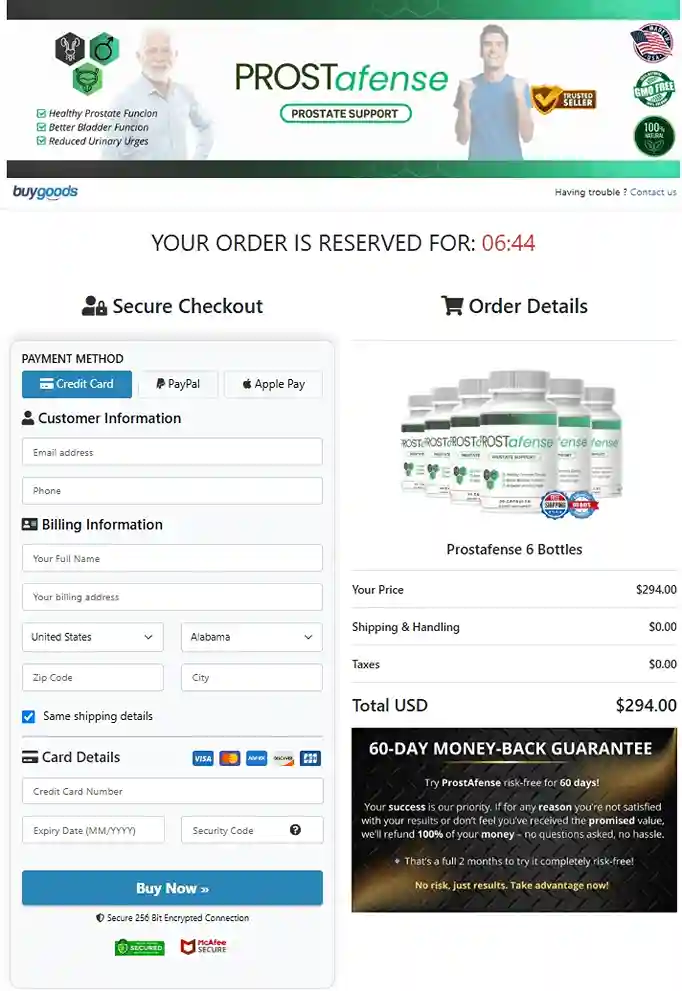 ProstAfense Order Page
